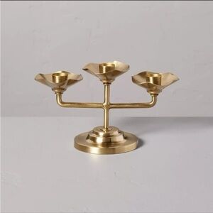 Hearth & Hand Magnolia 4" Scalloped Brass 3ct Taper Candelabra Antique F…